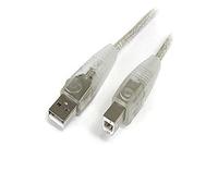 StarTech 10 ft. Transparent USB 2.0 Cable A-B M/M - Cable USB (Transparente, USB A Male to USB B Male)