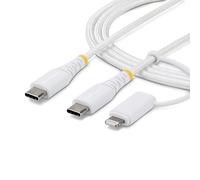 StarTech 2m 2 en 1 Robusto Cable de Carga USB-C con Adaptador Lightning, 30W/60W, Apple MFi Certificado, Cable de Carga USB C