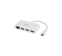 StarTech 3-Port USB 3.0 Hub Plus Gigabit Ethernet - Usb-C - Blanco HB30C3A1GEA