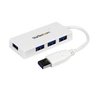 StarTech Adaptador Concentrador Hub Ladrón USB 3.0 Super Speed para Laptop de 4 Puertos Salidas - Blanco Cuatro puertos USB 3.0 externos adicionales para su