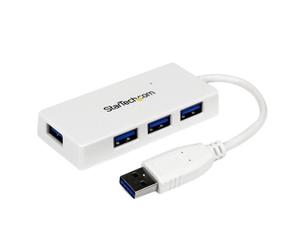 StarTech Adaptador Concentrador Hub Ladrón USB 3.0 Super Speed para Laptop de 4 Puertos Salidas - Blanco Cuatro puertos USB 3.0 externos adicionales para su