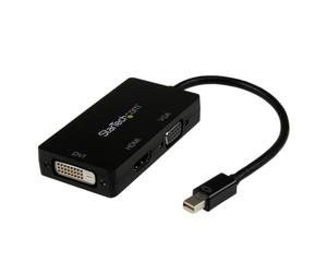 StarTech Adaptador Conversor de Mini DisplayPort a VGA DVI o HDMI - Convertidor A/V 3 en 1 para viajes Conecte un PC o Mac® equipado con Mini DisplayPort a una