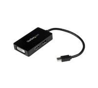 StarTech Adaptador de Viaje Mini DisplayPort a DP, DVI o HDMI 3 en 1 | Diseño compacto, Sin controladores ni software, Conector MiniDP macho a DP DVI y HDMI hembra