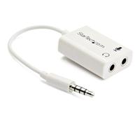 StarTech Adaptador Divisor Headset 3,5mm 4 pines 2xH Blanco (MUYHSMFFADW) | Splitter con microfono, Conectores separados, Diseno compacto portatil