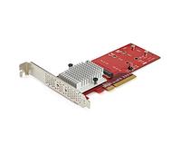 StarTech Adaptador Doble SSD M.2, x8/x16 NVMe/AHCI, PCIe 3.0 (PEX8M2E2) | Hasta 3 GB/s de lectura y 2, 8 GB/s de escritura, Compatible con Samsung 970 EVO, Sin bifurcacion PCIe