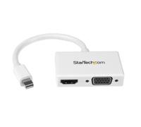 StarTech Adaptador Mini DP de Audio/Vídeo para Viajes - Conversor Mini DisplayPort a HDMI o VGA - 1080p Blanco Conecte su PC o un Mac® equipado con Mini