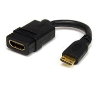 StarTech Adaptador Mini HDMI a HDMI de 12,5cm, 4K 30Hz, Negro (HDACFM5IN) | Alta velocidad, Full HD, Audio de 8 canales, Vídeo 3D, HDMI 1.4b