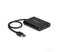 StarTech Adaptador USB 3.0 a DisplayPort Doble, 4K 60Hz (USB32DP24K60) | Adaptador gráfico externo para dos monitores, Conversor USB a DP, Mac y Windows