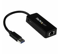 StarTech Adaptador USB 3.0 a Ethernet, USB a RJ45, NIC (USB31000SPTB) | Puerto USB 3.0 passthrough integrado para periféricos, Detección de cruce y Auto MDIX