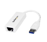 StarTech Adaptador USB a Ethernet Gigabit, USB a RJ45 - Blanco (USB31000SW) | Velocidades de hasta Gigabit en redes 10/100/1000 Mbps, Alternativa fiable al WiFi