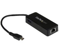 STARTECH Adaptador USB-C a Gigabit con Puerto USB 3.0, Negro
