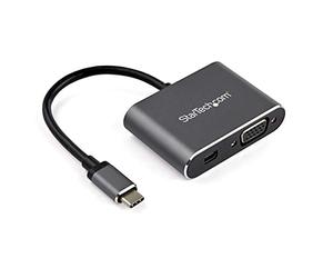 STARTECH Adaptador USB-C a mDP 1.2/VGA - 4K 60Hz - HDR (CDP2MDPVGA) | Adaptador de Vídeo 2 en 1, HBR2, HDCP 2.2/1.4, Mayor Contraste y Color