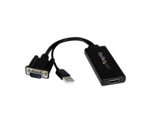 StarTech Adaptador VGA a HDMI con audio y alimentación USB - Conversor VGA a HDMI portátil - 1080 p Convierta una señal VGA de un ordenador portátil o de