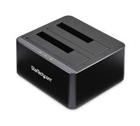 StarTech Base de 2 Bahías USB 3.0 SATA HDD/SSD 2,5/3,5, 5Gbps (SDOCK2U33V) | Base de doble bahía para discos duros SSD/HDD, Carga superior con puertas para unidades, Sin herramientas