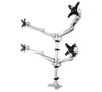 StarTech Brazo 4 Monitores 2x2 hasta 30in, 11,3kg, Plata (ARMQUADPS) | Configuración 2x2, Inclinación giro y rotación, Mástil de 71cm, LCD/LED