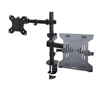 StarTech Brazo Monitor 32in Bandeja Portátil 4,5kg (A2-Laptop-Desk-Mount) | Monitor de hasta 8kg, Bandeja ventilada para portátil, Mordaza en C u ojal