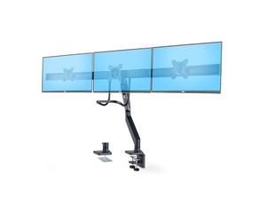 StarTech Brazo Sobremesa Triple Monitor 27in, VESA (3M1A3SG-MONITOR-ARM) | Soporte para tres monitores, Travesaño ajustable, Abrazadera en C o grommet