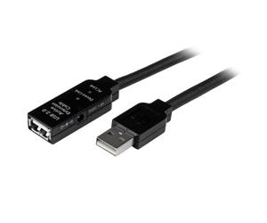 StarTech Cable 15m Extensión Alargador Cables USB 2.0 Activo Amplificado - Macho a Hembra USB A - Negro Extienda la distancia de conexión entre un ordenador y