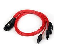 StarTech.com Cable 50cm Mini SAS Serial Attached SCSI SFF 8087 a 4x SATA Reversible - mSAS iSAS Interno - Rojo