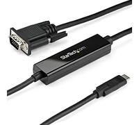 StarTech Cable Activo USB-C a VGA de 1m - 1920x1200 - Negro (CDP2VGAMM1MB) | De portátil a monitor VGA, Modo Alt DP HBR2, Compatible con Thunderbolt 3