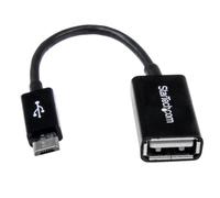 StarTech Cable Adaptador de 12cm Micro USB Macho a USB A Hembra OTG para Tablets Smartphones - Negro Conecte dispositivos Cables USB 2.0 (pen drive, mouse o