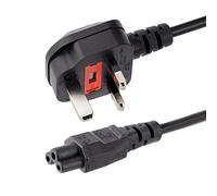 StarTech Cable Alim. 2m Portatil, BS1363 a C5, 2,5A, Negro (PXTNB3SUK2M) | Cable cargador hoja de trebol, Adaptador Reino Unido, 18AWG, 250V, Certificado UL, Alambre 100% cobre