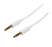 StarTech Cable de 1m Delgado de Audio 3,5mm, M/M, Blanco (MU1MMMSWH) | Moldeado slimline delgado de los conectores, Alivio de tension moldeado
