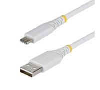 StarTech - Cable de carga rápida USB-A a USB-C de 3ft / 91 cm, 15 W 3 A, cubierta de nailon trenzado de doble capa, cable de carga USB-A a tipo C duradero, cable USB A a USB C blanco