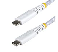 StarTech.com Cable de Carga USB-C de 1m - Cable Cargador USB Tipo C para Portátil - Trenzado de Nailon TPE - USB 2.0 - PD 60W 3A - Blanco