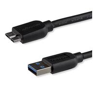 StarTech Cable Delgado USB 5Gbps 0,5m, USB-A a Micro-B, M/M (USB3AUB50CMS) | Diámetro exterior de 4, 8mm, Blindaje de lámina de aluminio Mylar y par trenzado