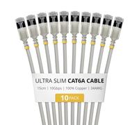StarTech Cable Ethernet Cat6A FTP RJ45 Ultra Fino Gris 15cm - Antienganche - 34AWG Cobre Puro - Paquete de 10