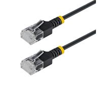 StarTech Cable Ethernet CAT6a Ultra Delgado de 15cm Negro - Cable de Red Snagless RJ45 UTP con Alambre de Cobre Puro 34AWG