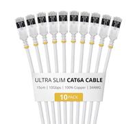 StarTech Cable Ethernet Cat6A Ultrafino 15cm Azul - Cable de Red - Paquete de 10 - Snagless - FTP - 34AWG - RJ45 - Cobre Puro - Probado Individualmente