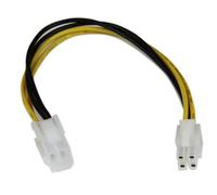 StarTech.com Cable 20cm Extensión Alargador Fuente Alimentación Corriente Placa Base CPU ATX12V 4 Pines P4 - Macho a Hembra