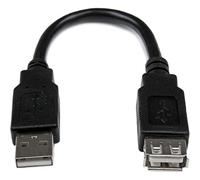 StarTech Cable Extensor USB 2.0 0,15m - USB-A M/H - Negro (USBEXTAA6IN) | Cable adaptador corto para conexiones cercanas, Alta velocidad hasta 480Mbps