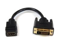 StarTech Cable HDMI a DVI-D 20cm, Hembra a Macho, Negro (HDDVIFM8IN) | Conector HDMI hembra y conector DVI-D macho, Blindaje de lámina de Aluminio Mylar con par trenzado