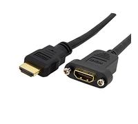 StarTech Cable HDMI Montaje en Panel 0,9m, 4K 30Hz, H/M, Negro (HDMIPNLFM3) | Cable de montaje en panel, Ancho de banda 10, 2Gbps, Audio de 8 canales, Vídeo 3D
