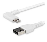 StarTech Cable Acodado USB-A a Lightning 1m, MFi, Blanco (RUSBLTMM1MWR) | Conector de 90 grados que protege el puerto Lightning, Ideal para el coche y puntos de venta