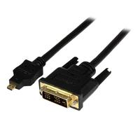 StarTech Cable Micro HDMI a DVI de 1m, Macho a Macho, Negro (HDDDVIMM1M) | Convertidor de vídeo Full HD 1920x1200p, DVI-D monoenlace, Gran ancho de banda
