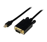 StarTech Cable Mini DisplayPort a VGA, 1,8m, 1920x1200, Negro (MDP2VGAMM6B) | Cable activo mDP 1.2, Convertidor de video, Monitor VGA, Mac/PC