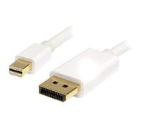 StarTech Cable Mini DP a DisplayPort 1.2 de 2m - Blanco (MDP2DPMM2MW) | Cable adaptador de vídeo para monitor o proyector, resolución hasta 3840 x 2400 a 60Hz