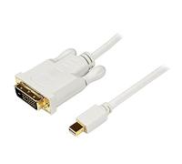 StarTech Cable Mini DP a DVI-D 1,8m, 1920x1200, Blanco (MDP2DVIMM6W) | Convertidor de video MiniDP a DVI, Compatible con Thunderbolt, Resolucion WUXGA y 1080p HDTV, Conector macho a macho