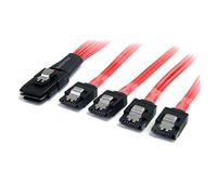 StarTech Cable Mini SAS SFF-8087 a 4x SATA 1m Cierre - Rojo (SAS8087S4100) | Serial Attached SCSI, Hasta 6Gbps por canal, Cable SATA multi-lane