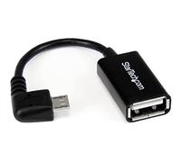 StarTech Cable OTG Micro-USB a USB-A 12cm Acodado M/H (UUSBOTGRA) | Conector acodado en ángulo recto para ahorrar espacio, Ideal en lugares reducidos