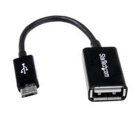 StarTech Cable OTG Micro-USB a USB-A 12cm Macho a Hembra Negro (UUSBOTG) | Compatible con dispositivos USB OTG On-the-Go, Conecta periféricos USB-A al móvil