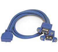 STARTECH Cable USB 3.0 2-Puertos a 20 Pines, 0.5m