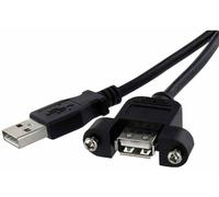 StarTech Cable USB A a Enchufe Panel Montable 1m (Negro)