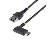 StarTech Cable USB-A a USB-C en Ángulo Recto 2m - Carga Rápida 3A - Negro