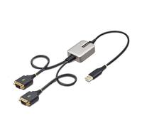 StarTech Cable adaptador – Conversor USB a DB9 RS232, 2 puertos, 60 cm, FTDI, retención COM