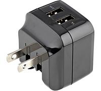 StarTech Cargador de Pared USB de 2 Puertos para Viajes, Negro | Adaptador universal NA/RU/UE/AUS incluido, Diseño compacto 110V/220V